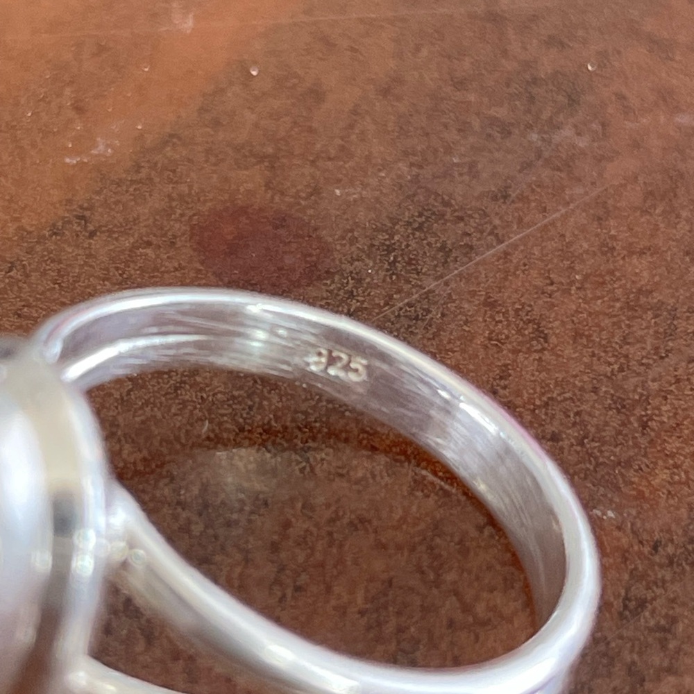 Simple Sterling Silver Ring With Deep Burgundy St… - image 4